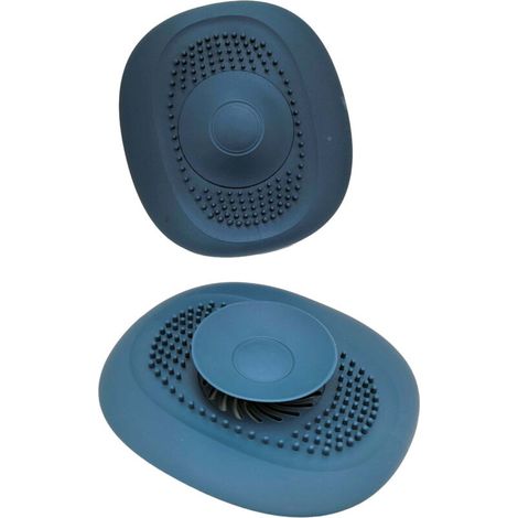 Tapón de desagüe y filtro de silicona universal (paquete de 2). Apto para lavabos, cuartos de ducha o bañeras.