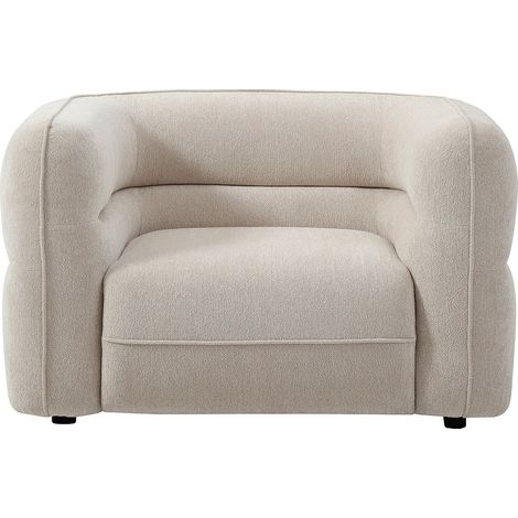 Fauteuil en tissu chenille beige TALIENA (1/4)