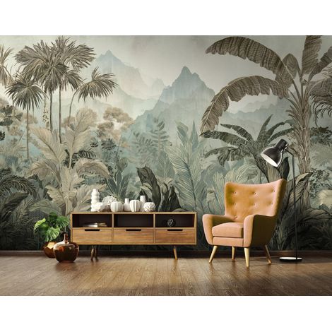 Fototapete Dschungel Wald Tropisch 3D-Optik, für Wohnzimmer und Schlafzimmer, 150 x 105 cm – Komplettset inkl. Kleister & Anleitung (1/5)