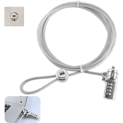 Câble Antivol àavec pour PC, Ordinateur Portable, Smartphone, Tablette - Serrure en Alliage de Zinc et Câble en Acier Inoxydable, Protection Robuste et Universelle (1/5)