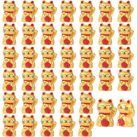 Lot de 40 mini-figurines de chats en résine, porte-bonheur, idéales pour décorer un jardin féérique ou une maison de poupée. (1/5)