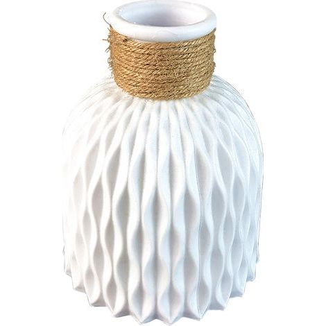 Vases en plastique blanc, résistants et modernes, pour compositions florales, salon, bureau ou mariage. (1/5)