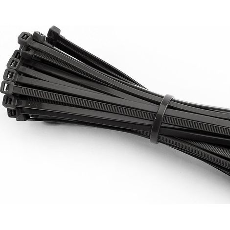Schwarze wiederverwendbare Kabelbinder 300 x 4,5 mm (Beutel 100 Stück), hochwertiges Nylon