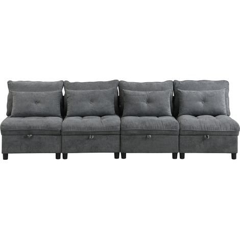 divano modulare 274 x 76 x 87 cm grigio, trasformabile con contenitore - CHICFURN (1/5)
