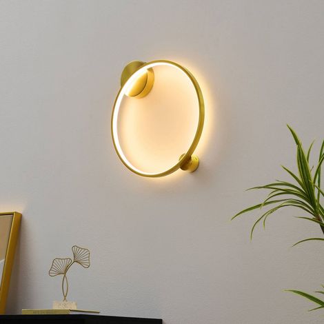 Minimalistische messingfarbene Kreis-Wandleuchte 40 cm dimmbar - Ceira