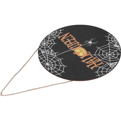 Panneau décoratif suspendu en bois à motif toile d'araignée d'Halloween, pour intérieur et extérieur (sans nœud). (1/5)