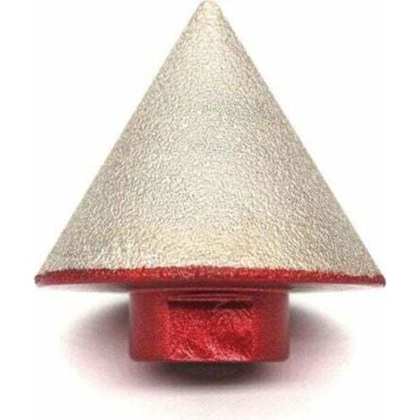 Fraise diamantée brasée pour aléser la pierre, la céramique, le carrelage et le verre Fraise à pointe conique de 48 mm de diamètre Filetage M14 (1/4)