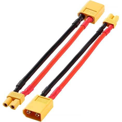 2 Pièces Adaptateurs XT-60 Mâle vers Femelle XT-30, Adaptateur de Connecteur Mâle Prise XT60 à Connecteur Femelle Fiche XT30, avec 10cm 14AWG Câble en Silicone, pour Batterie LiPo RC