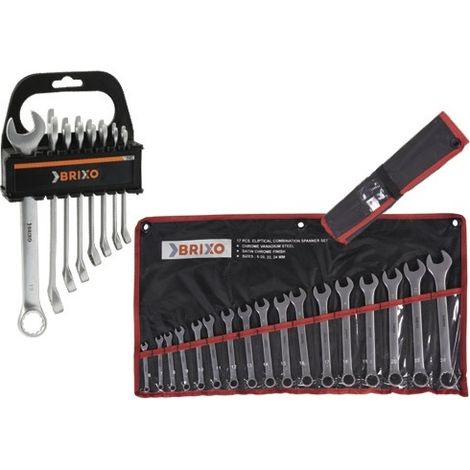 Chiavi combinate Brixo in serie - Misure 6-22 Pezzi 12 - con supporto