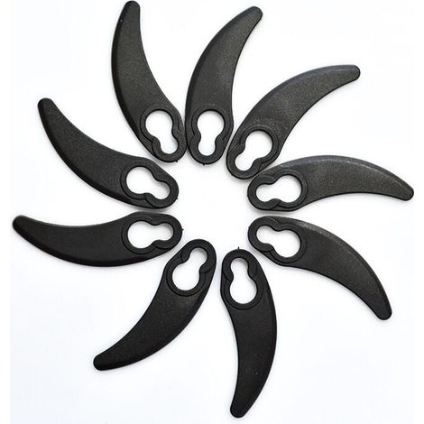 Rasenmäherklingen aus Kunststoff, klein, halbmondförmig, für Challenge 1100 W Hover, schwarz, 9 Stück (1/4)