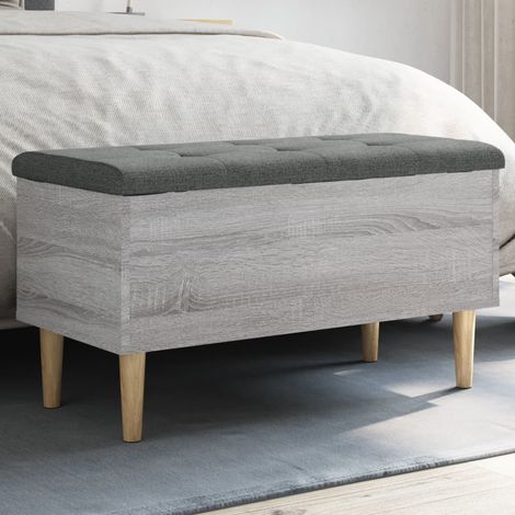 vidaXL Banco con almacenaje madera ingeniería gris Sonoma 82x42x46 cm (1/5)