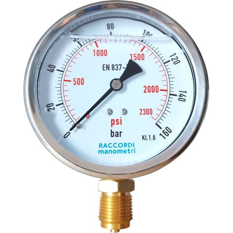 Manomètre inférieur MG1-100 160 bar, filetage 1/2" (1/5)