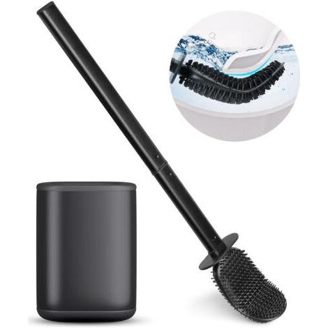 Brosse Toilette WC Silicone et Support, Brosse Silicone à Séchage Rapide avec Base Amovible (1/5)