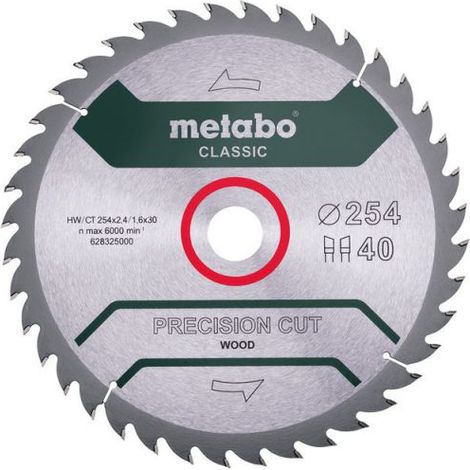 METABO Sägeblatt "precision cut wood - classic", 254x2,4/1,6x30, Z40 WZ 20° (628325000)