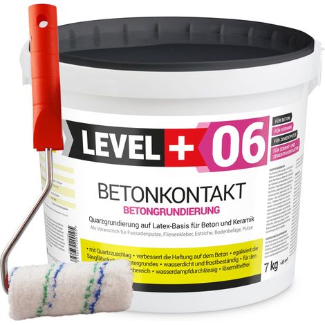 LEVEL+ Betonkontakt Putzgrund 7Kg Holz OSB + Farbroller L+06