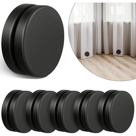 Poids de Draperie Magnétique Rond Poids de Rideau de Douche Aimants de Nappe Puissants Poids du Rideau sans Couture en Bas de Magnétique Imperméable (Noir, 6 Paires) (1/5)