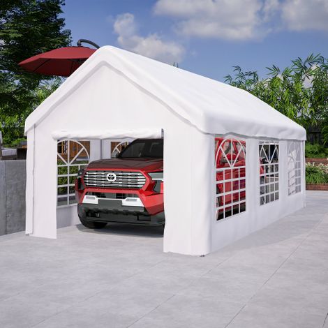 Carport Zeltgarage 3x6 m – Großes Garagenzelt winterfest mit Roll-up-Tür für Auto, SUV & LKW – Abnehmbare Seitenwände und Dach