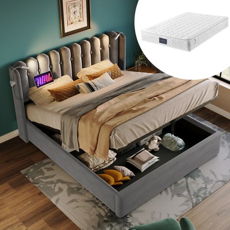 Letto matrimoniale contenitore con luce lettura USB DESVIAE (1/5)