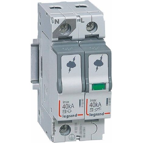 Legrand – Parafoudre T2 40kA 1P+N 320V – Protection tableau électrique – Technologie éclateur neutre-terre – Conforme EN 61643-11