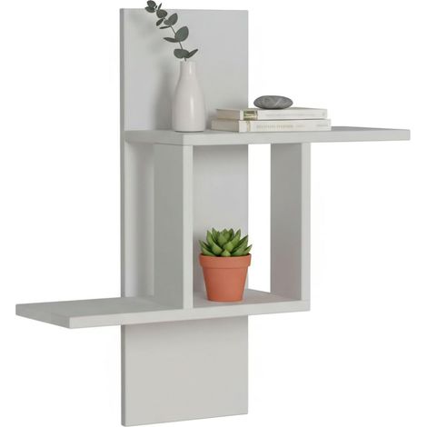 Étagère murale, Étagère, Tablette murale, Rayonnage polyvalent, 64x20h70 cm, Blanc (1/3)