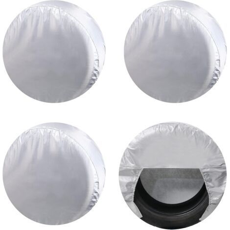 Housses de pneus pour roue de camping-car (lot de 4 argent), protections solaires UV imperméables Oxford pour camion, camping-car, bateau, remorque, camping-car, SUV, pour diamètre 30\"-32\" (1/5)