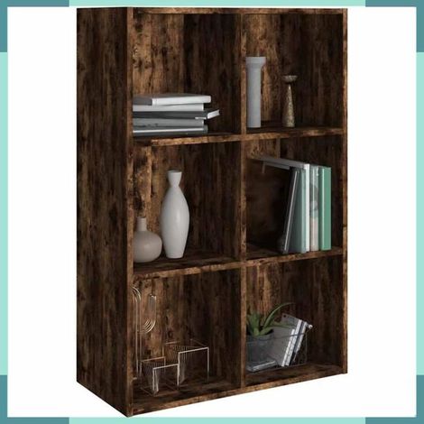 Bibliothèque/Buffet - 66 x 30 x 98 cm - Chêne fumé - Bois d'ingénierie - Convertible en buffet (1/5)