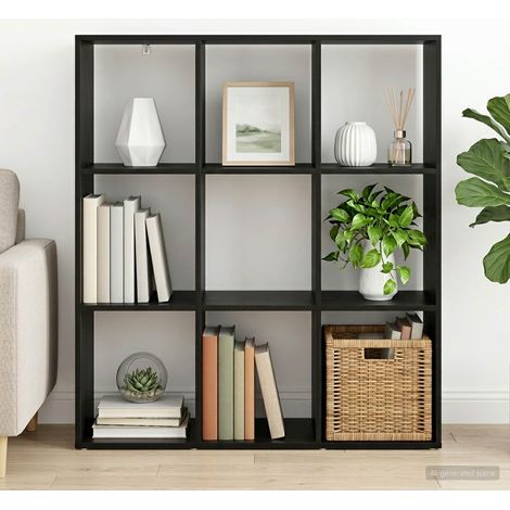 vidaXL Book Cabinet 102 x 29 x 103.5 cm Engineered Wood Black Oak (1/5)
