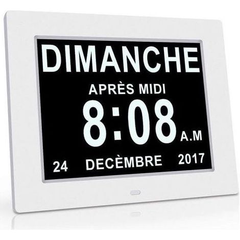 Auto-Dimming Calendar Clock for Seniors/Alzheimer's Patients and Children - White (1/4)
