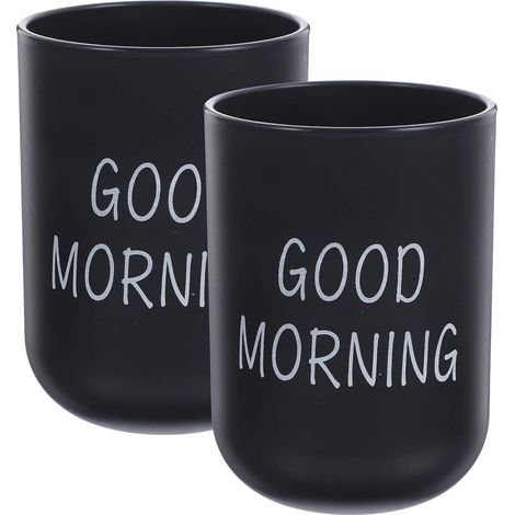 Modern Black PP Reusable Toothbrush Holders 2 Pieces for