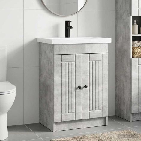vidaXL Badezimmermöbel-Set Betongrau 78,5 x 37,5 x 81 cm Holzwerkstoff (1/5)