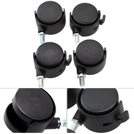 mit 4 schwarzen Möbelrollen mit M8 Gewinde und Bremse 39 mm