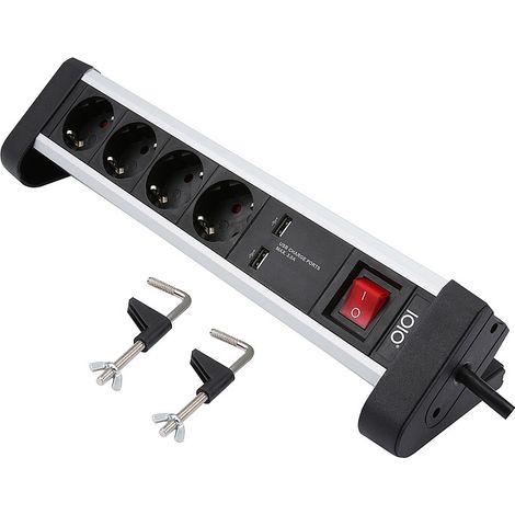 OLYMPIA SL 2425 U MULTIPRISE INTÉRIEUR 1,5 M 4 SORTIE(S) CA NOIR, ARGENT (41224) (1/3)