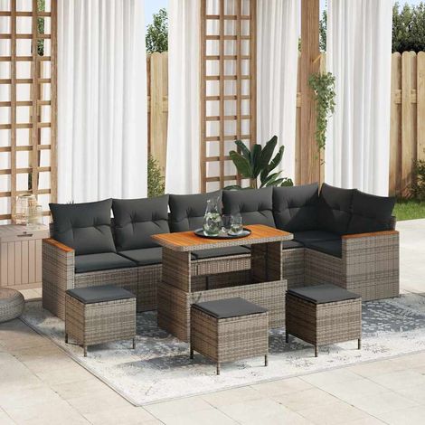 Gartensofa-set 10 pcs Grau Poly-Rattan (1/5)