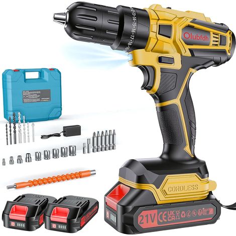 21 V Cordless Drill with 4000 mAh Battery, 45 Nm Max Torque 25 + 3 Torque Positions (2 Speeds (1/5)