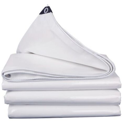 QORVA-Bâche imperméable et résistante, bâche en PVC, bâche blanche imperméable avec œillets, bâche de 2 x 3 m de haut