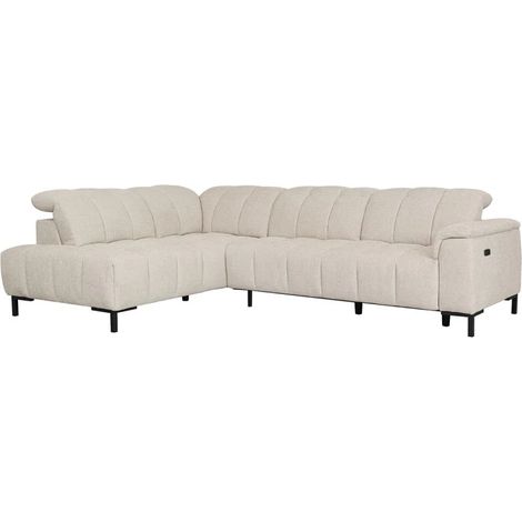 Canapé d'angle gauche 5pl tissu chiné beige assise motorisée – MAYFAIR (1/5)