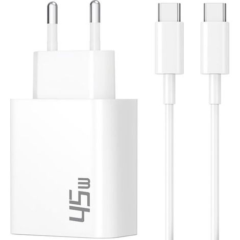 Chargeur rapide USB-C 45 W pour Google Pixel 9/9 Pro XL Fold, 8/Pro/8a/7/7a/6/6a/5/4/3, iPhone 16/15, MacBook, Samsung S25/S24/S23 (1/5)