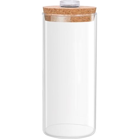 Bouteille Cylindrique en Verre 18cm Terrarium Décoratif Moderne avec Lumière LED Bouchon en Liège Robuste Bureau ou Mobilier (1/5)