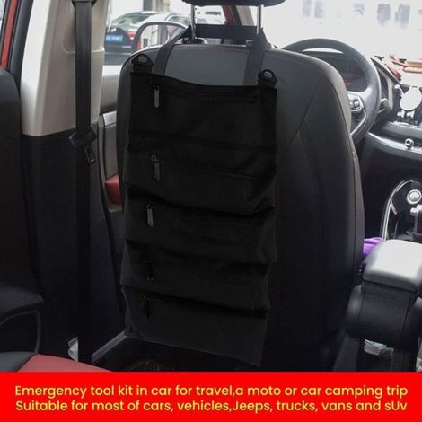 Sac à Outils Roulante(Noir) - Sacs Porte Outils avec 5 Poches Zippées - Sac à Outils Portable Oxford Robuste - Outil Auto (1/5)