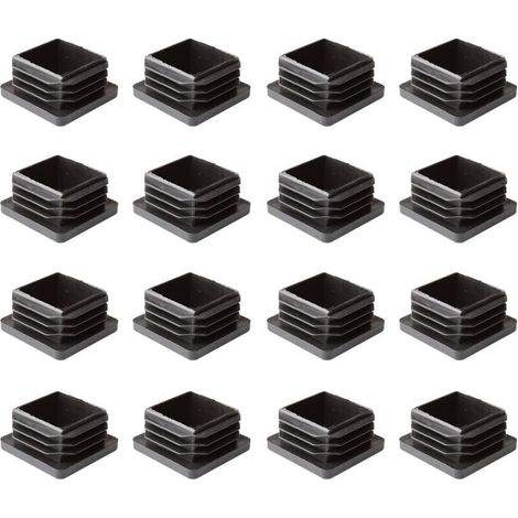 16 Pièces - Toutes les Tailles - Bouchons Embouts Carrés Nervurés Pour Pieds Tubulaires De Meubles, Tables & Chaises (19mm, Noir) (1/4)