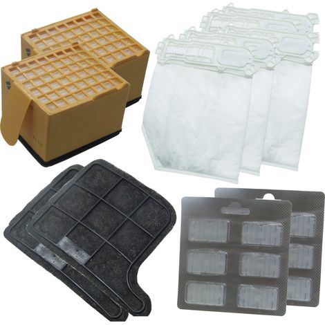 Kit Ricambi 12 Sacchetti 12 Profumi 2 Filtri Hepa 2 Filtri Motore Compatibili Folletto VK135 VK136 (1/4)