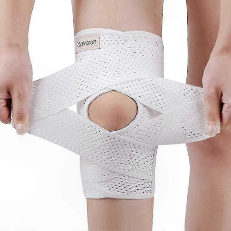 Kniegelenkstütze mit seitlichen Stabilisatoren bei Kreuzband- und Innenbandzerrungen, Arthrose und zur Rehabilitation. Verstellbare Kompressionsmanschette, verstärkte Kniescheibenbandage. (1/5)