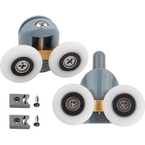 Ruedas y poleas para puertas de ducha - Juego de ruedas grises de 25 mm