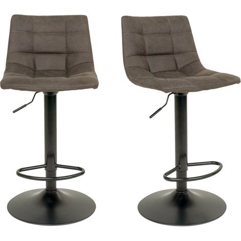 SVIN- Tabouret de bar pivotant 360° vintage gris (x2) (1/5)