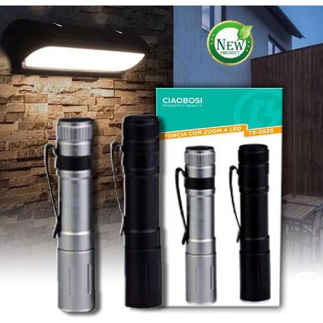Linq - Mini Torcia Con Zoom A Led Tx-9636 A Batterie Compatta Con Custodia In Metallo - (1/5)