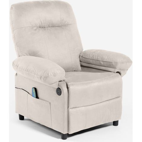 Sillón de relax reclinable con masaje, USB y reposapiés Noemi - Gris