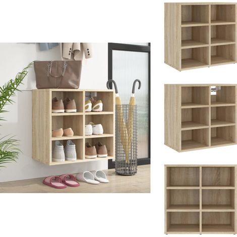 Schuhregal Sonoma-Eiche 52,5x30x50 cm - Schuhregal - Holzschrank - Regal - Schuhorganisation - Wohnzimmermöbel (1/5)