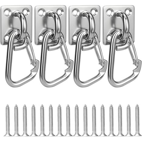 Lot de 4 crochets carrés à œillets en acier inoxydable – Crochet de plafond pour suspension, crochet pivotant M6 et vis pour (1/5)