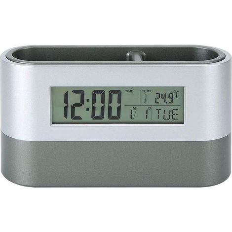 Elektronischer Stiftehalter mit hintergrundbeleuchteter Uhr und Kalender, LCD-Digitalanzeige und Wecker, für Zuhause, Schüler, Schule und Wohnzimmer.