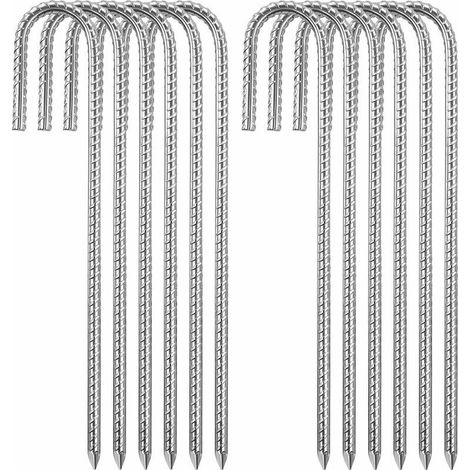 Galvanized Tent Pegs, 12 Pieces, Camping Tent Ground Anchors, Tent Accessories for Camping Tents, Swings, Trampoline Awnings (8 mm x 30 cm) (1/5)